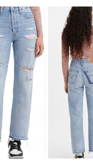 Spodnie jeansowe damskie z rozdarciami Levi`s 501 27/32