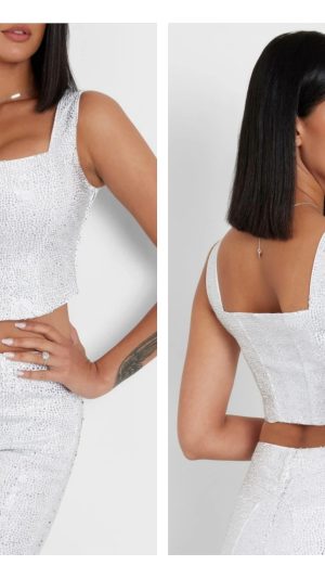 Top damski srebrny Guess S