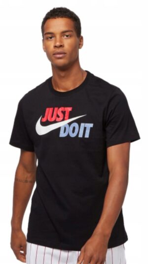 T-shirt męski bawełniany z nadrukiem czarny Nike S