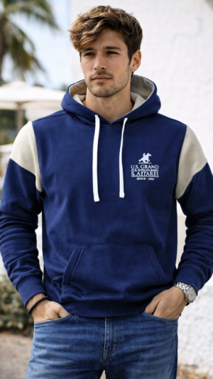 Bluza męska bawełniana z kapturem granatowa U.S. Grand Polo M/L
