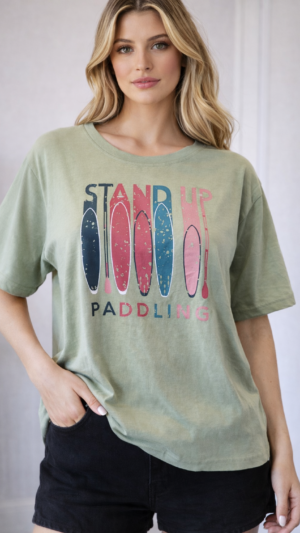 T-shirt damski bawełniany z nadrukiem oliwkowy Cruz 4XL