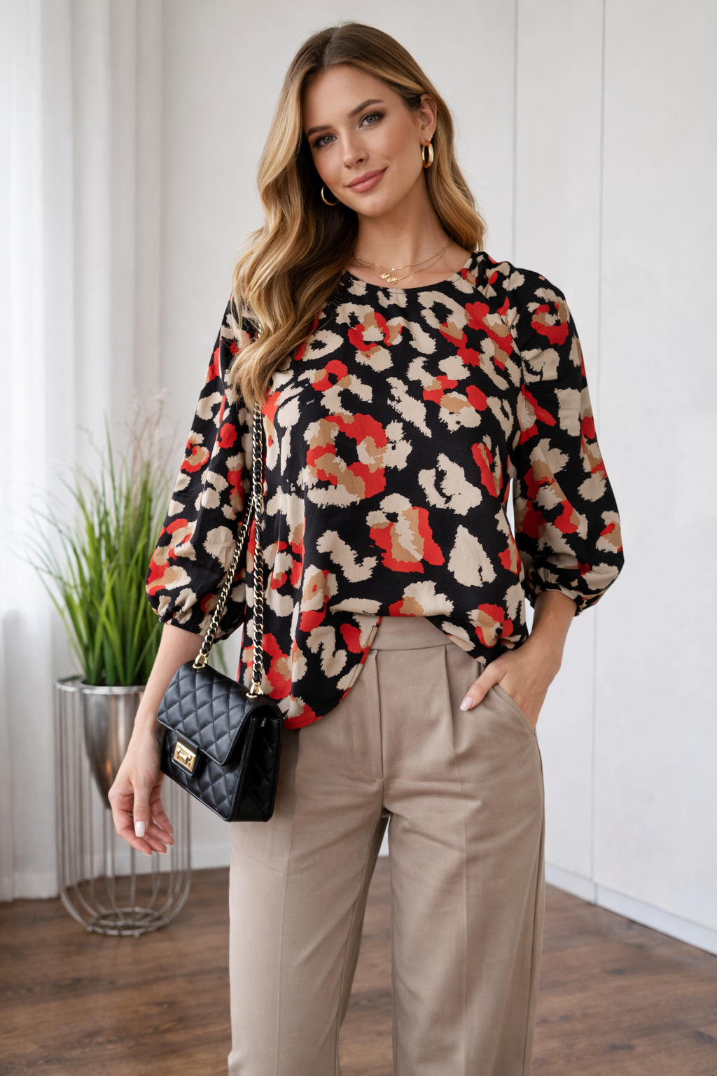 Elegancka bluzka damska wzorzysta 100% wiskoza S/M