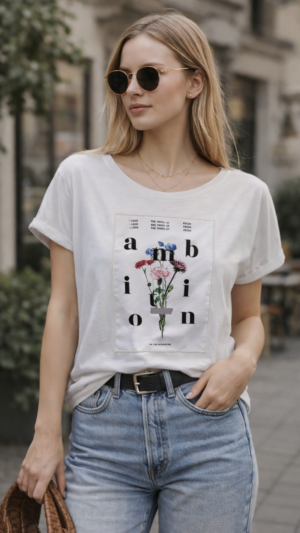 T-shirt damski z nadrukiem 100% bawełna śmietankowy s.Oliver M
