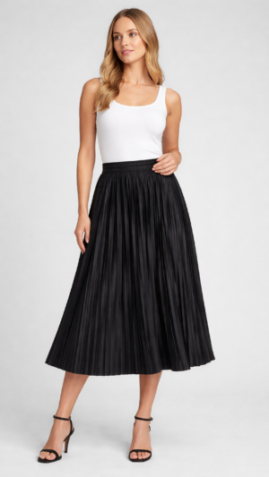 Elegancka spódnica damska plisowana midi czarna S