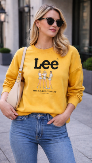 Bluza damska oversize żółta z nadrukiem logo Lee S/M/L