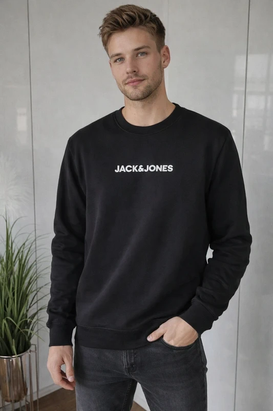 Bluza męska z aplikacją na plecach czarna Jack&Jones M