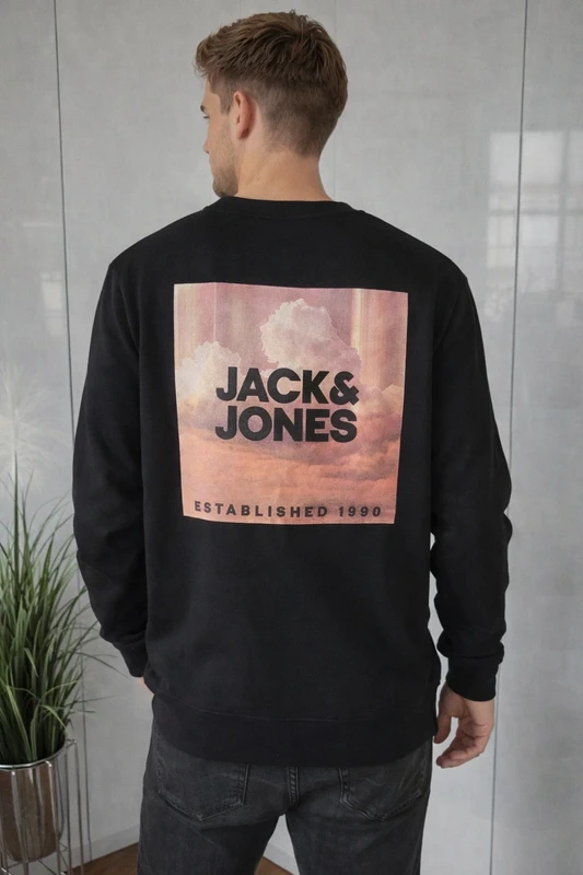 Bluza męska z aplikacją na plecach czarna Jack&Jones M - obrazek 2