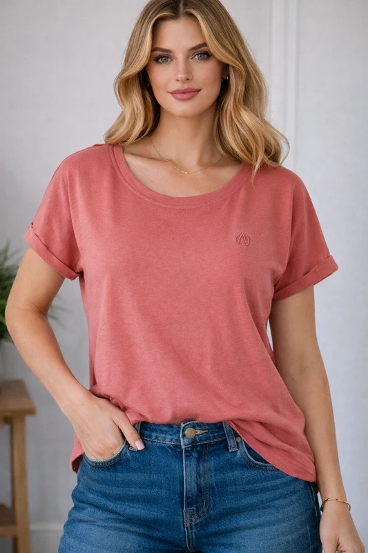 T-shirt damski bawełniany brudny róż North Bend XS/ S